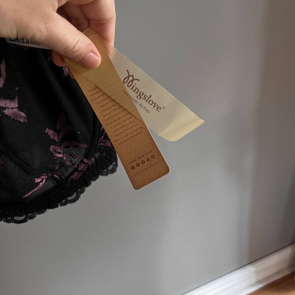 Wingslove lace bra size 44D Black & Pink Underwire Unlined NWT - Picture 6 of 10